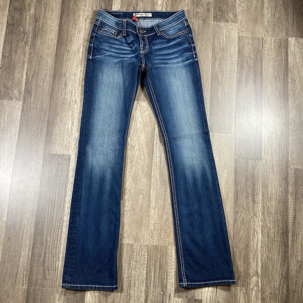 BKE Denim Sabrina 27 Boot Women Stretch Low Rise Blue Jeans Flip Pocket 28x33.5 - Picture 5 of 9